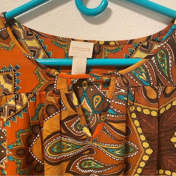 Chico’s‎ Top Womens Size 0 Small LongSleeve Balloons Sleeve Fun Colors - Picture 5 of 11